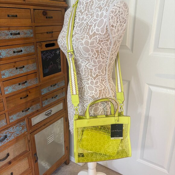 Nanette Lepore - Arianna Clear/ Yellow Logo Satchel - Vegan - Bag in a Bag - NWT - Picture 2 of 12